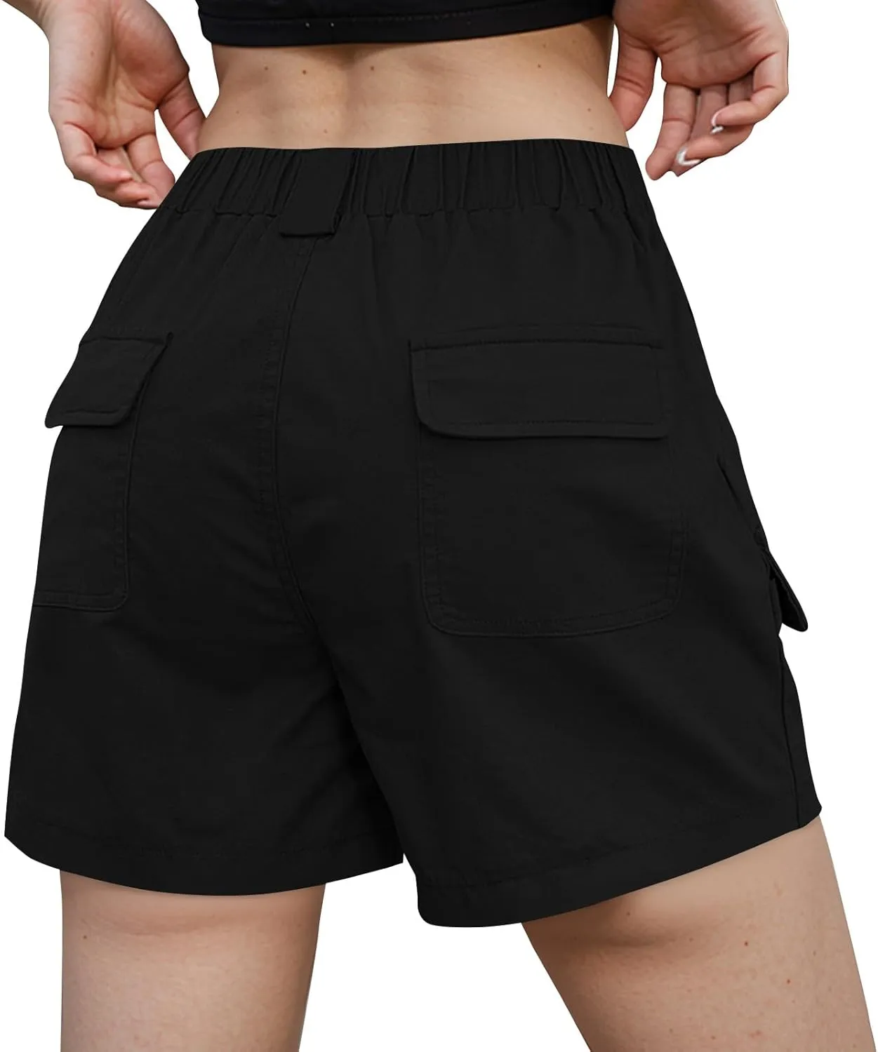 Cargo Shorts Women Trendy High Waisted Baggy Wide Leg Hiking Shorts Workout Chino Bermuda Short Pants with Pockets