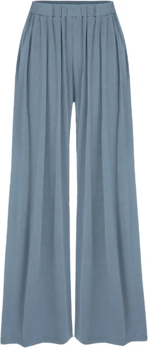 CIDER Wide Leg Palazzo Pants for Women with Pockets Elastic Business Causal Pants Women Summer for Beach Travel Trousers