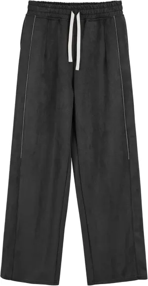 DGHM-JLMY Men's Loose Wide Leg Sweatpants Elastic Waist Regular Fit Straight Pant Stitching Side Seam Thick Casual Trousers