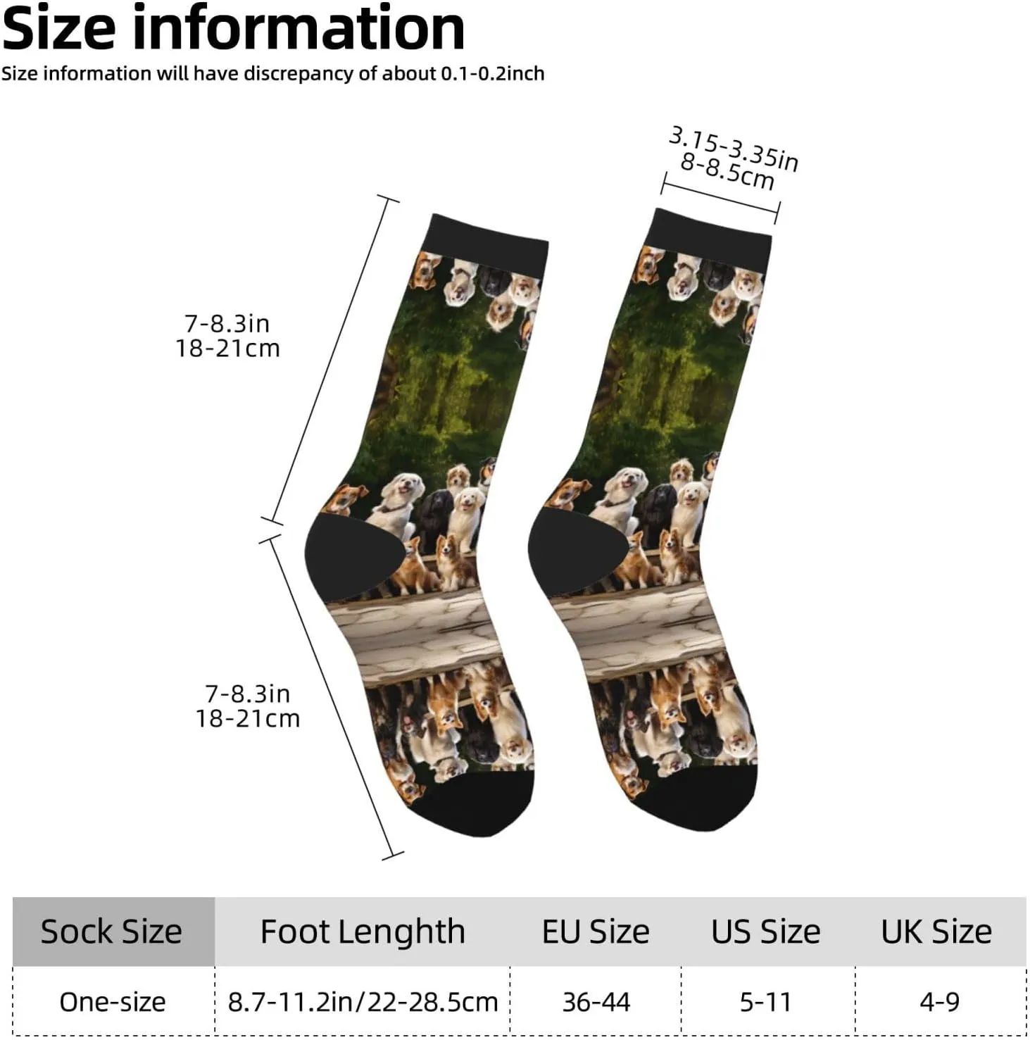 Dog Breed Print Fun Contrast Socks,Novel Crazy Cool Socks,Pattern Funky Novelty Socks,Unisex Bulk Socks