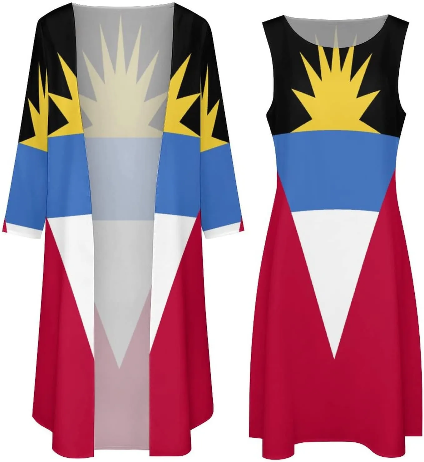 Dress Suit Elegant Casual Long Dress Antigua and Barbuda Flag Girls Summer Sunshine Beach Skirts for Womens L