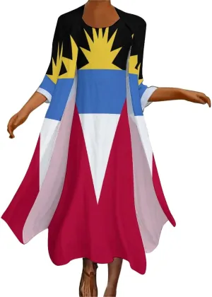 Dress Suit Elegant Casual Long Dress Antigua and Barbuda Flag Girls Summer Sunshine Beach Skirts for Womens L