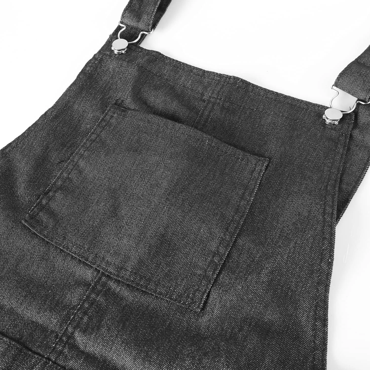 EsukAr Mens Denim Shorts Bib Overall Jean Romper Casual Loose Fit Walkshort Button Pockets Summer Jumpersuit
