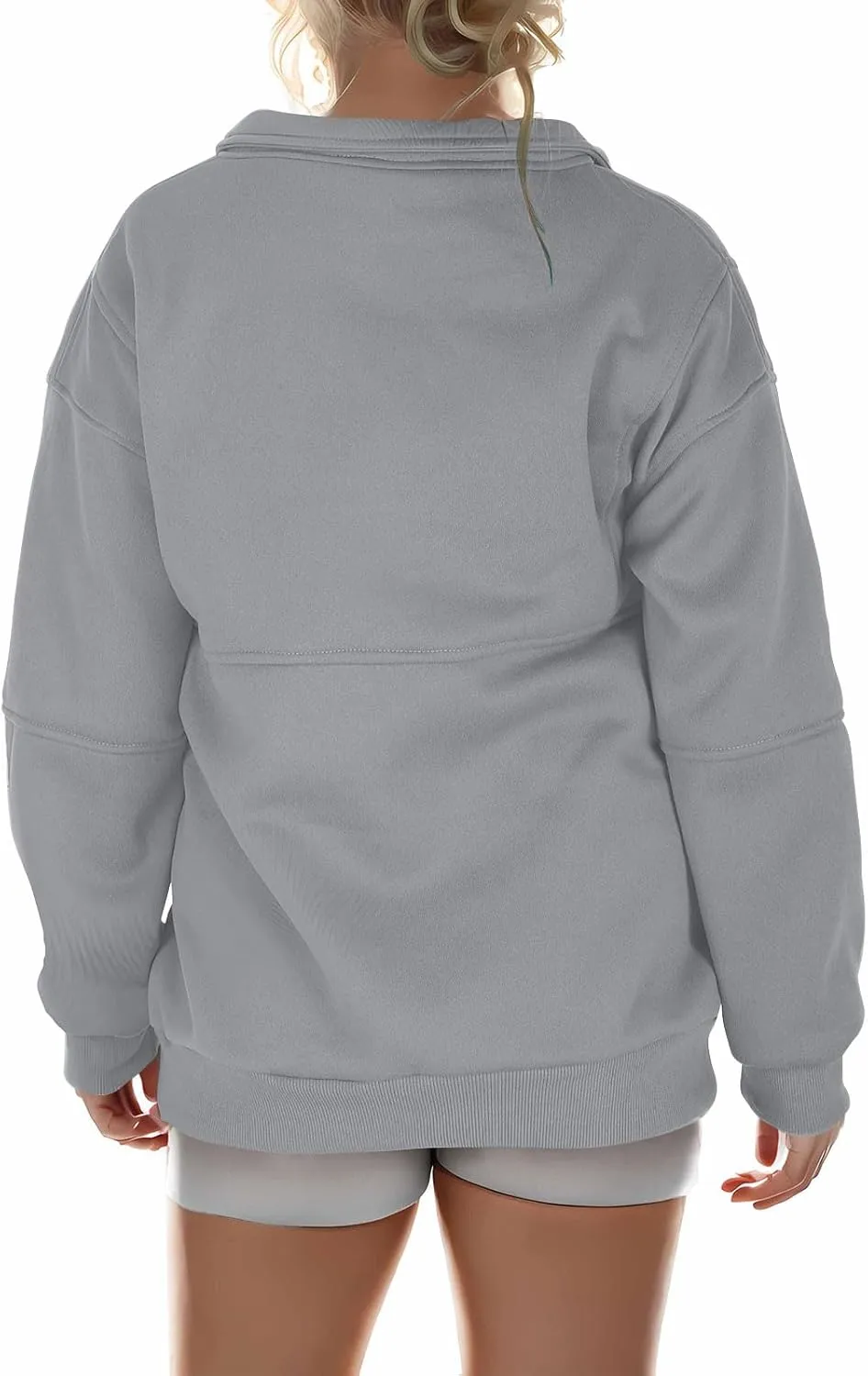 Fall Sweatshirts For Women 2024 Long Sleeve Casual Fleece Pullover Shirts Solid Color Button Down Loose Tunic Tops