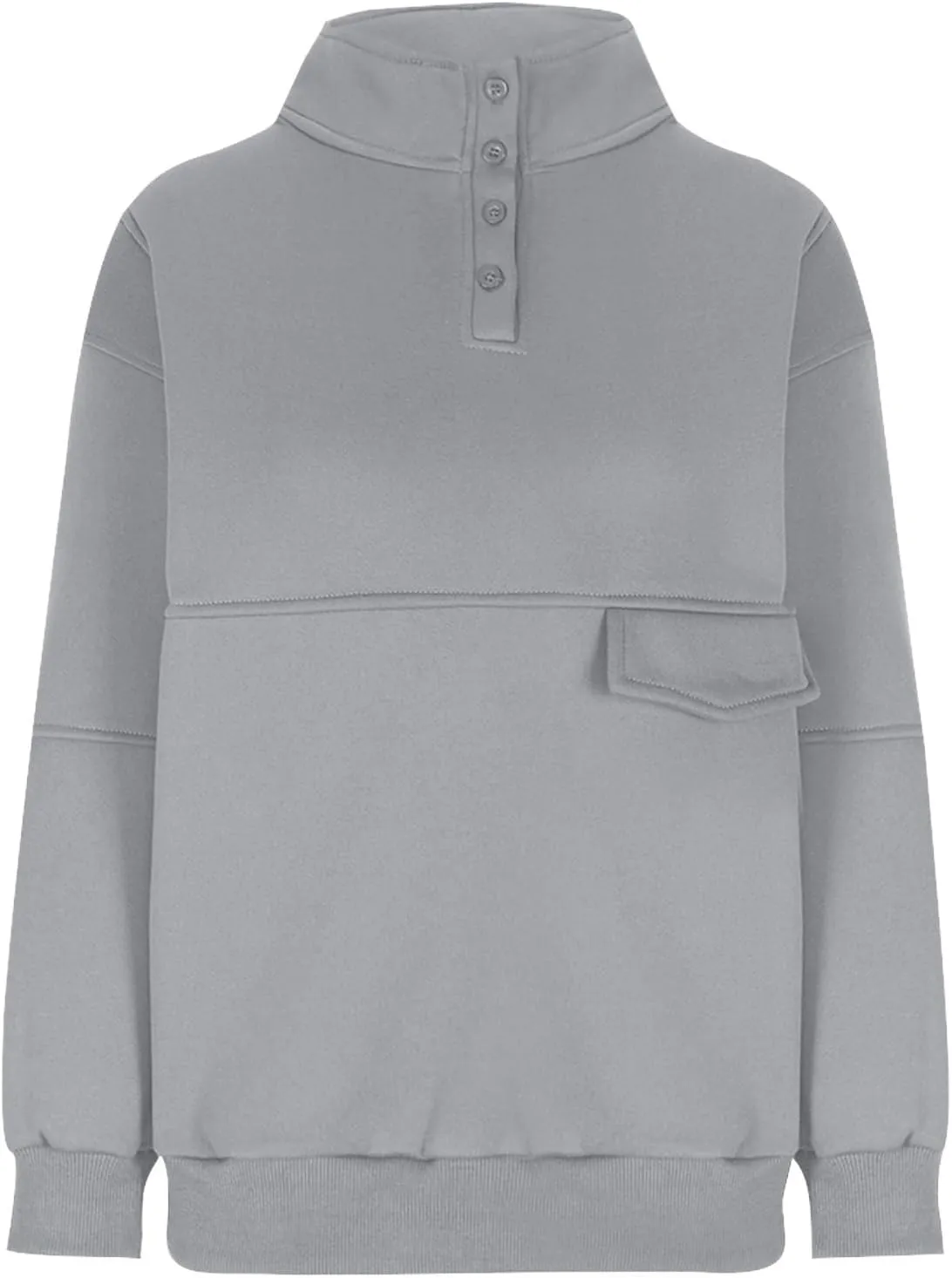 Fall Sweatshirts For Women 2024 Long Sleeve Casual Fleece Pullover Shirts Solid Color Button Down Loose Tunic Tops