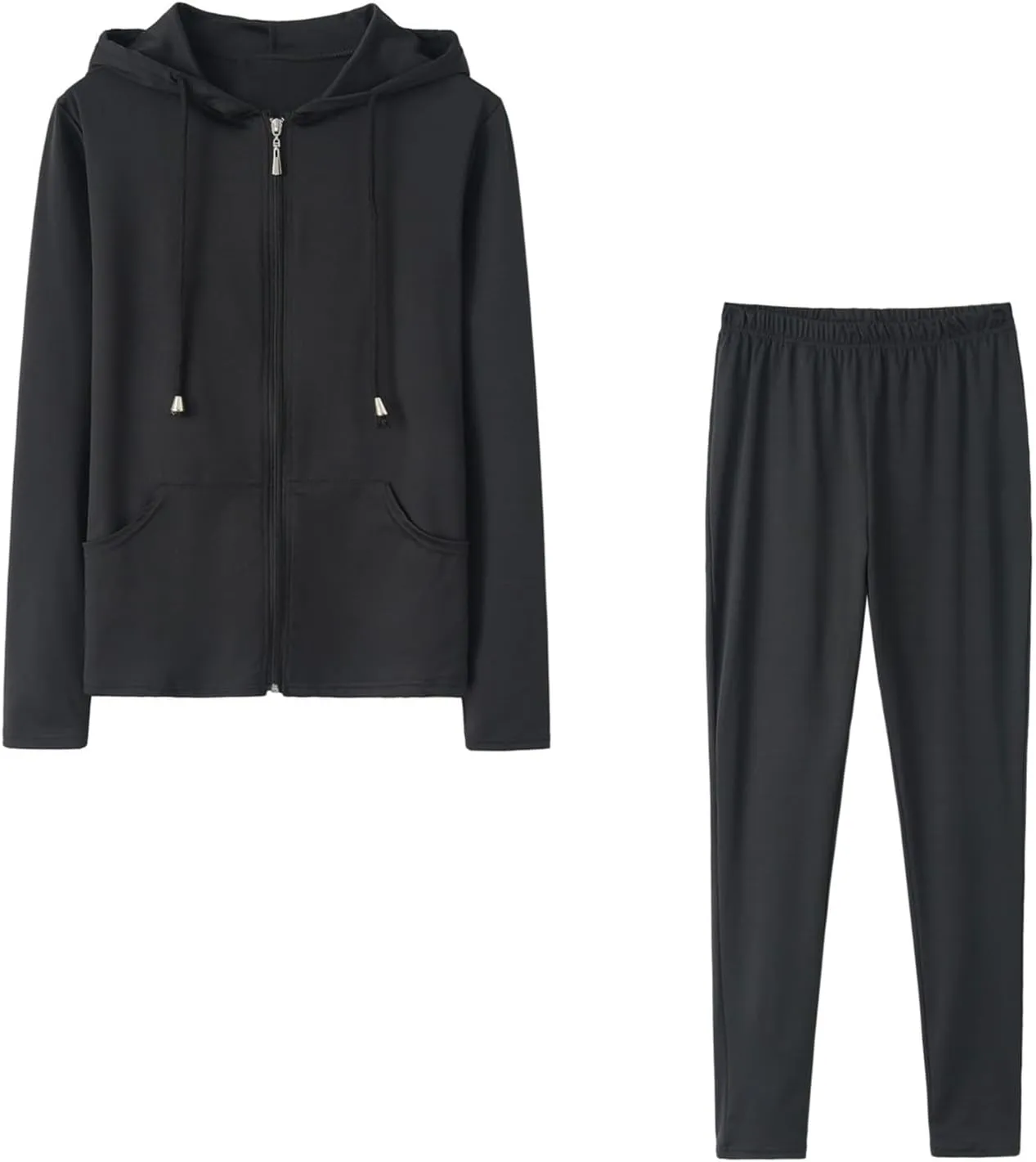 Firzero Women 2 Piece Workout Set Long Sleeve Zipper Hooded Sweatshirt Jogger Pants Lounge Sets Spring Sweatsuits Tracksuit