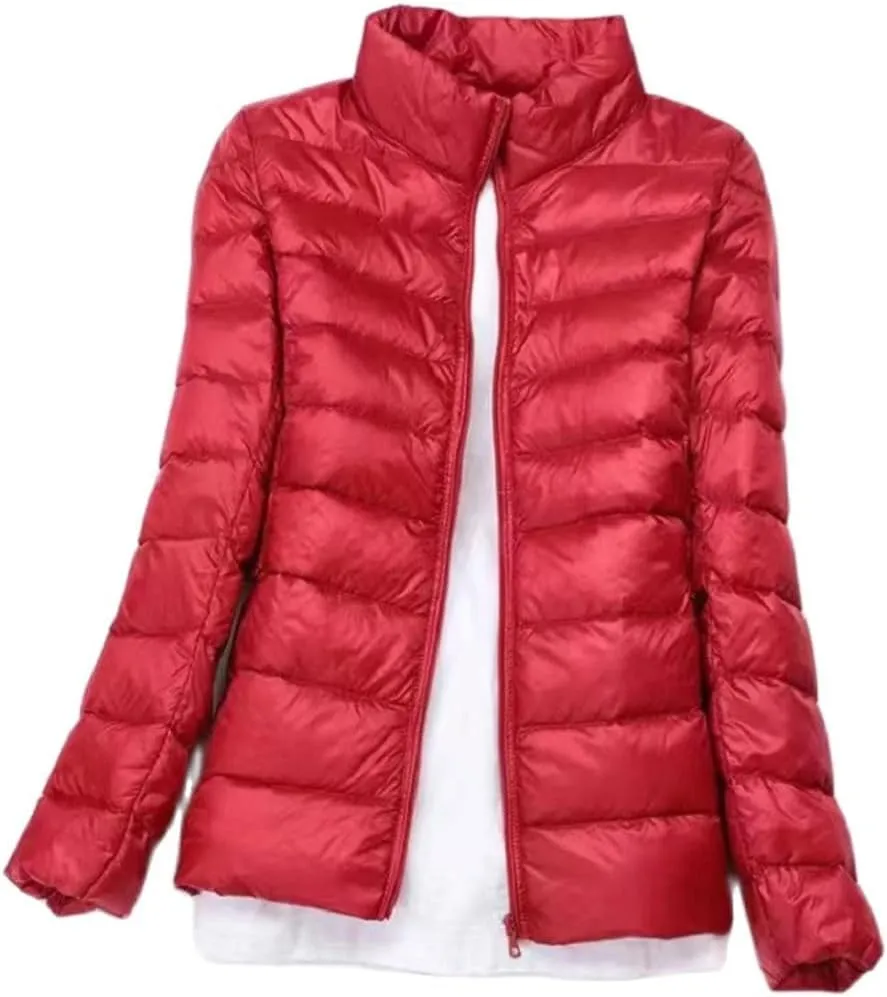 Fjnbbiot White Duck Down Jacket Winter Women Hooded Lightweight Packable Puffer Coat Down Short Jacket