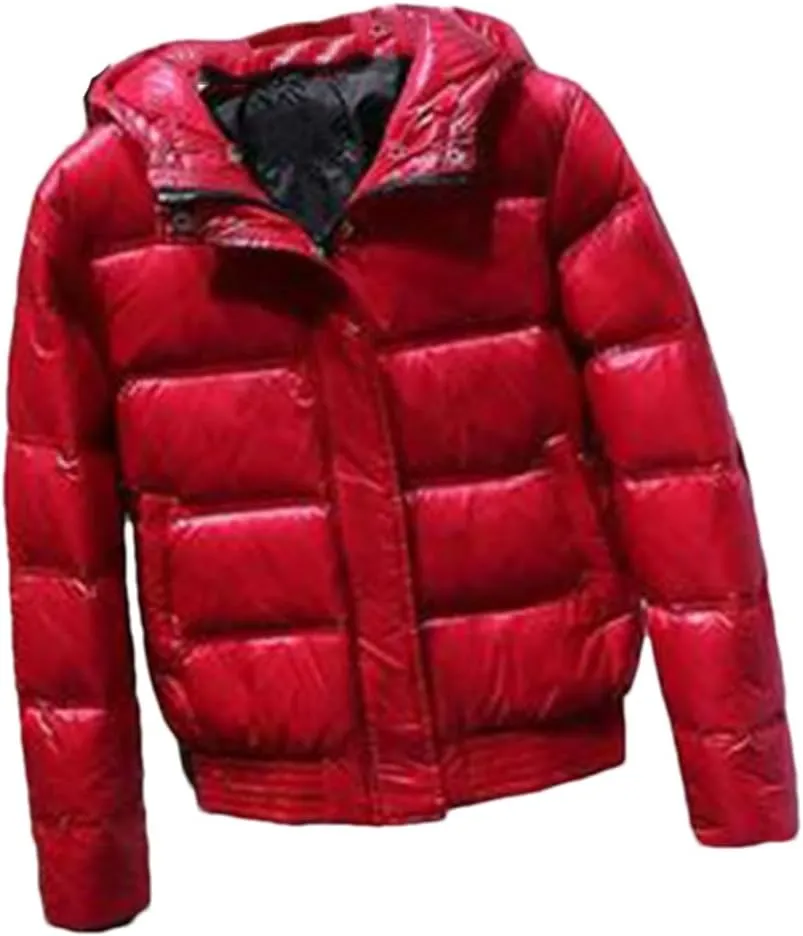 Fjnbbiot Winter Coat Women Hooded Short Warm Puffer Jacket Waterproof Female White Duck Down Parka