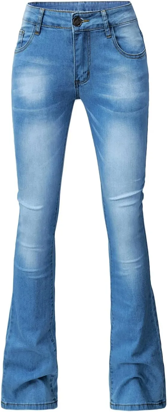 Flare Jeans for Women Fashion Classic Boot Cut Denim Pants High Waisted Stretch Jean Casual Cozy Bell Bottom Jeans