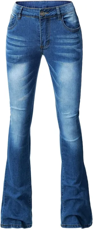 Flare Jeans for Women Fashion Classic Boot Cut Denim Pants High Waisted Stretch Jean Casual Cozy Bell Bottom Jeans
