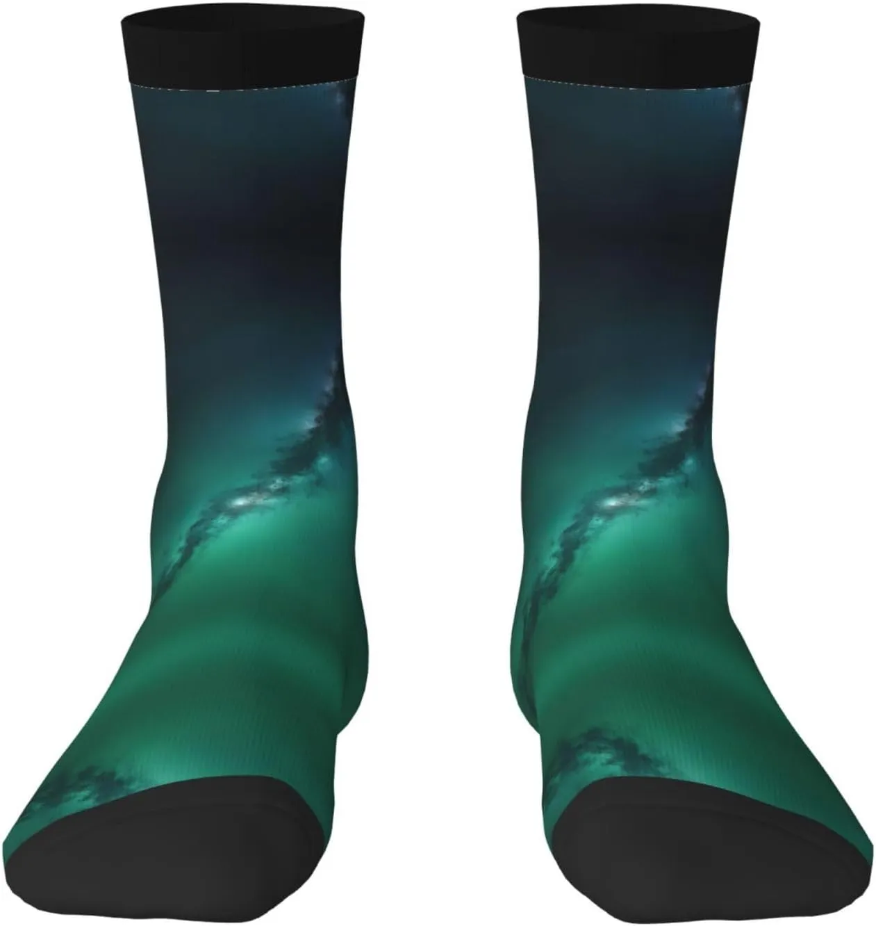 Galaxy Green Print Fun Contrast Socks,Novel Crazy Cool Socks,Pattern Funky Novelty Socks,Unisex Bulk Socks