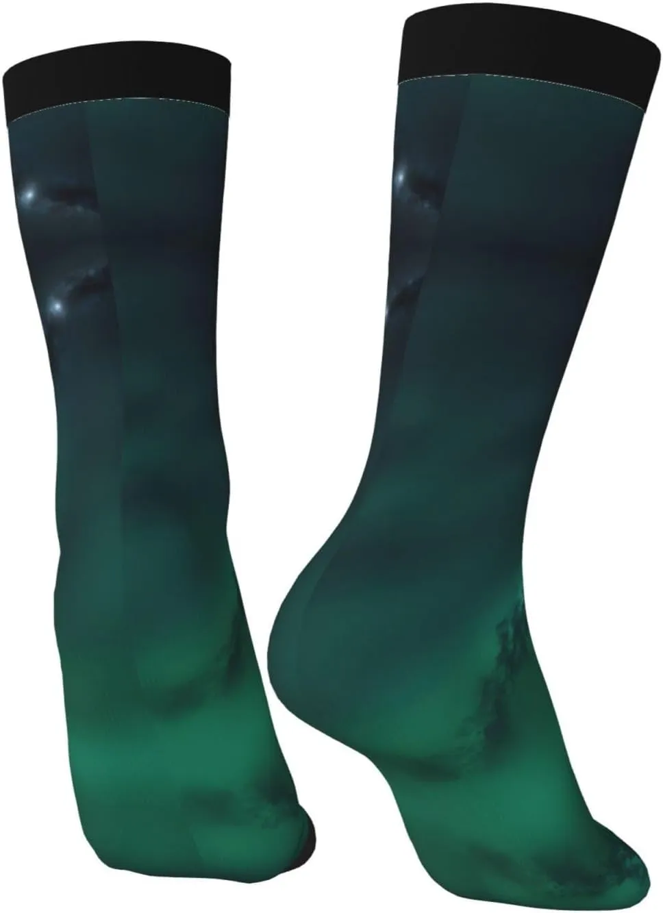 Galaxy Green Print Fun Contrast Socks,Novel Crazy Cool Socks,Pattern Funky Novelty Socks,Unisex Bulk Socks