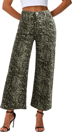 Genleck Women's Wide Leg Jeans – Trendy Cropped Loose Jeans High Waisted Stretchy Capri Denim Pants Baggy Trousers 2024