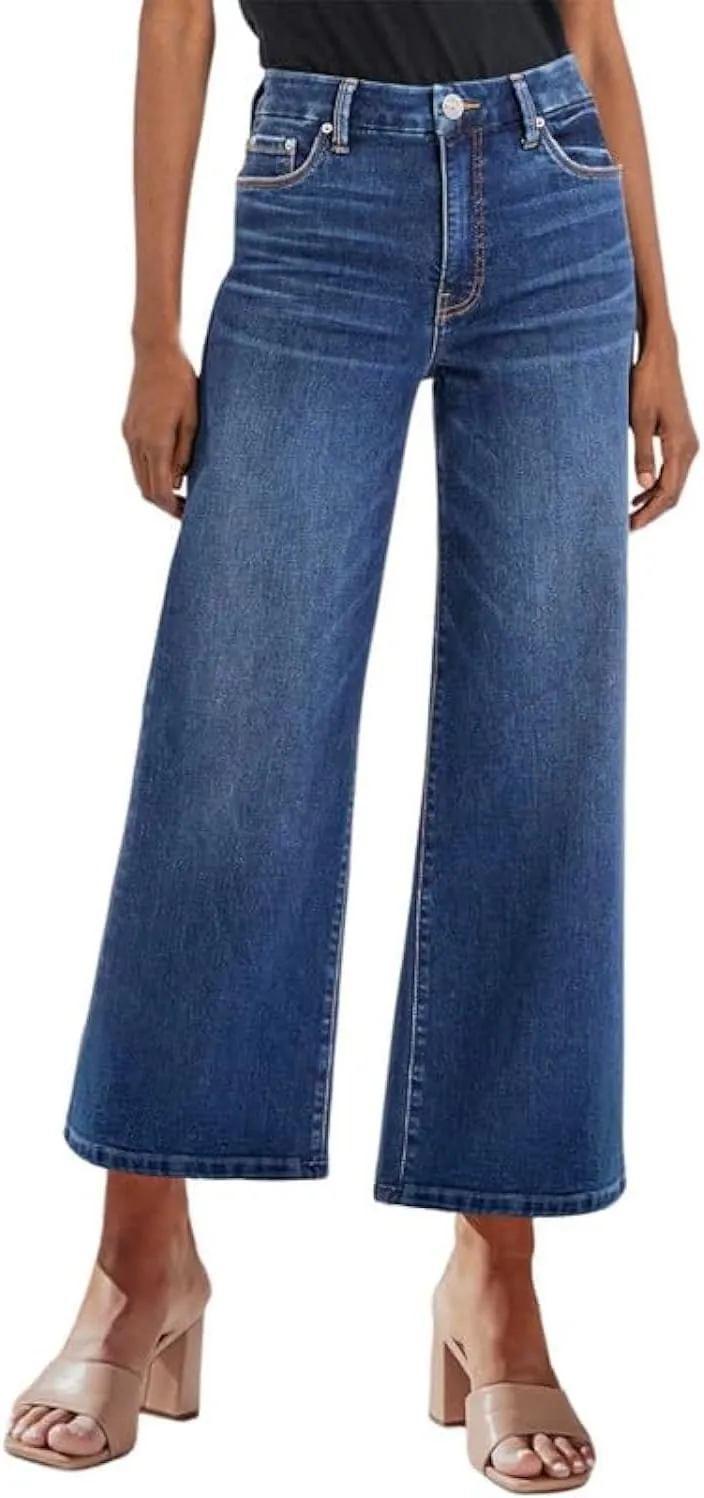 Genleck Women's Wide Leg Jeans – Trendy Cropped Loose Jeans High Waisted Stretchy Capri Denim Pants Baggy Trousers 2024
