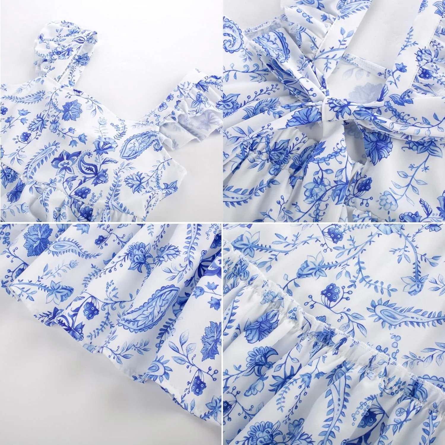 GRACE KARIN Girls Floral Dress Tie Back Flutter Sleeves Casual Summer Dress for 5-12Y