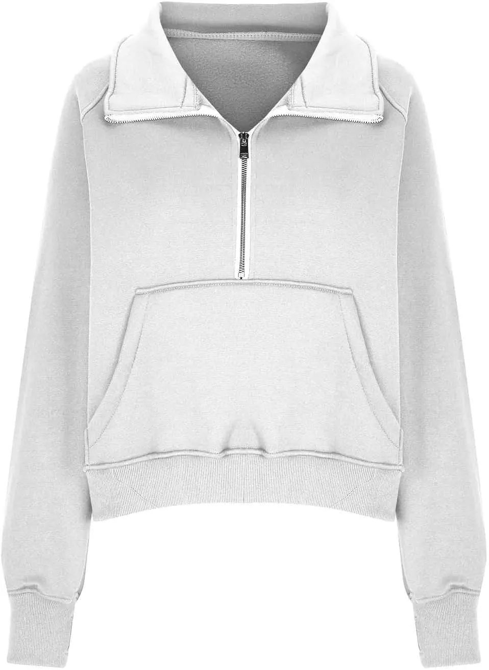 Half Zip Sweatshirt Women Fleece Trendy Crop Pullover Casual Sweaters With Pockets Fall Outfits Clothes Thumb Hole