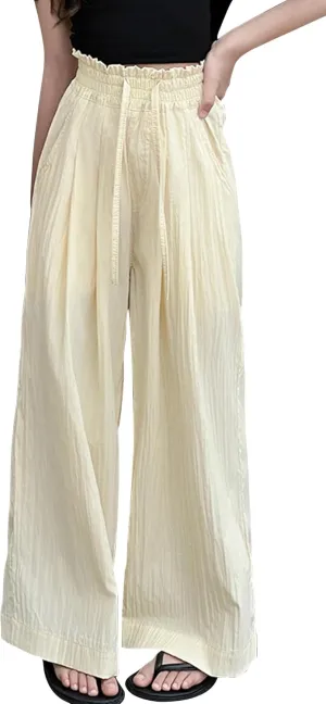Happy Cherry Girls Wide Leg Linen Pants - Summer Lightweight Pants Beach Vacation Leisure 5-16 Years Girls Outfits