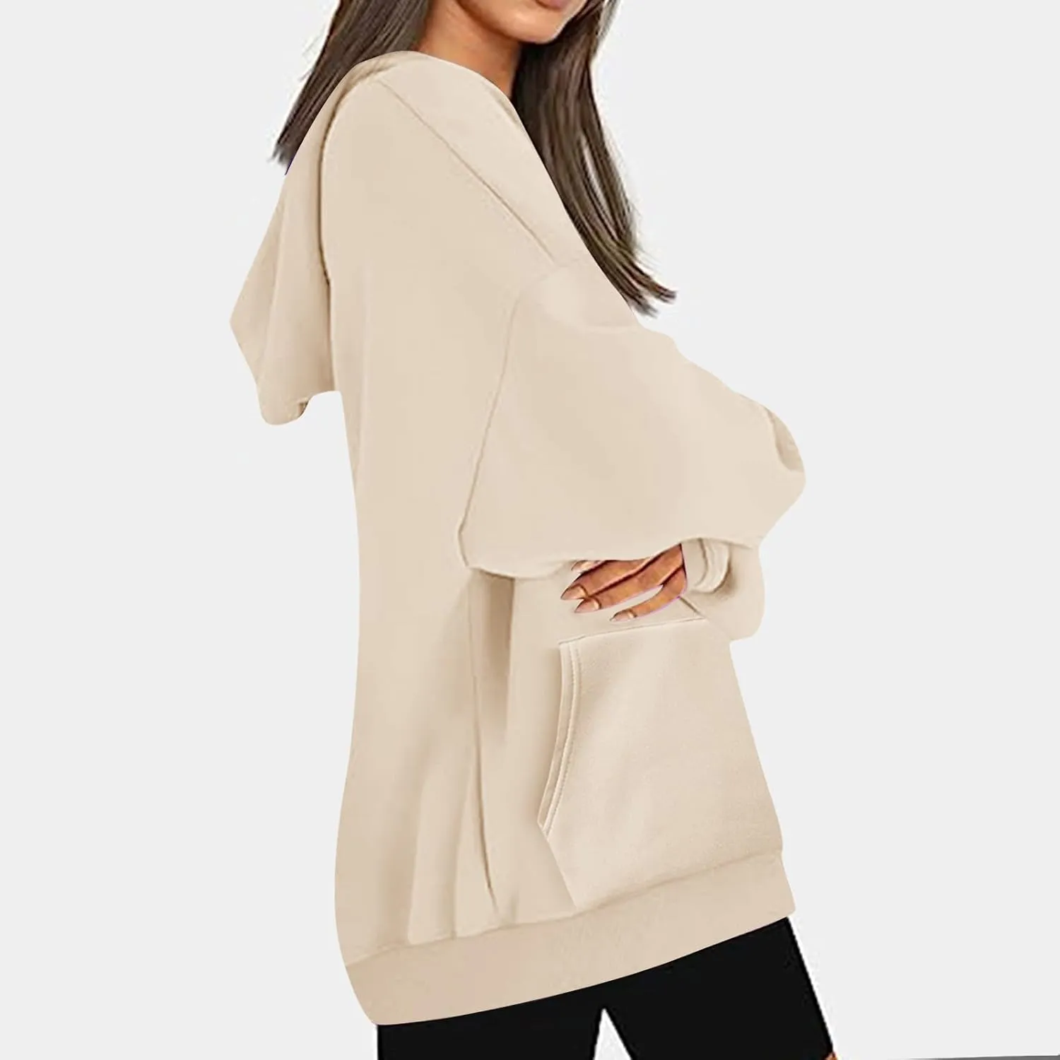 Hoodies For Women Long Sleeve Fleece Sweatshirts Clothes Drawstring Pullover Tops With Pockets Preppy Clothes 2024