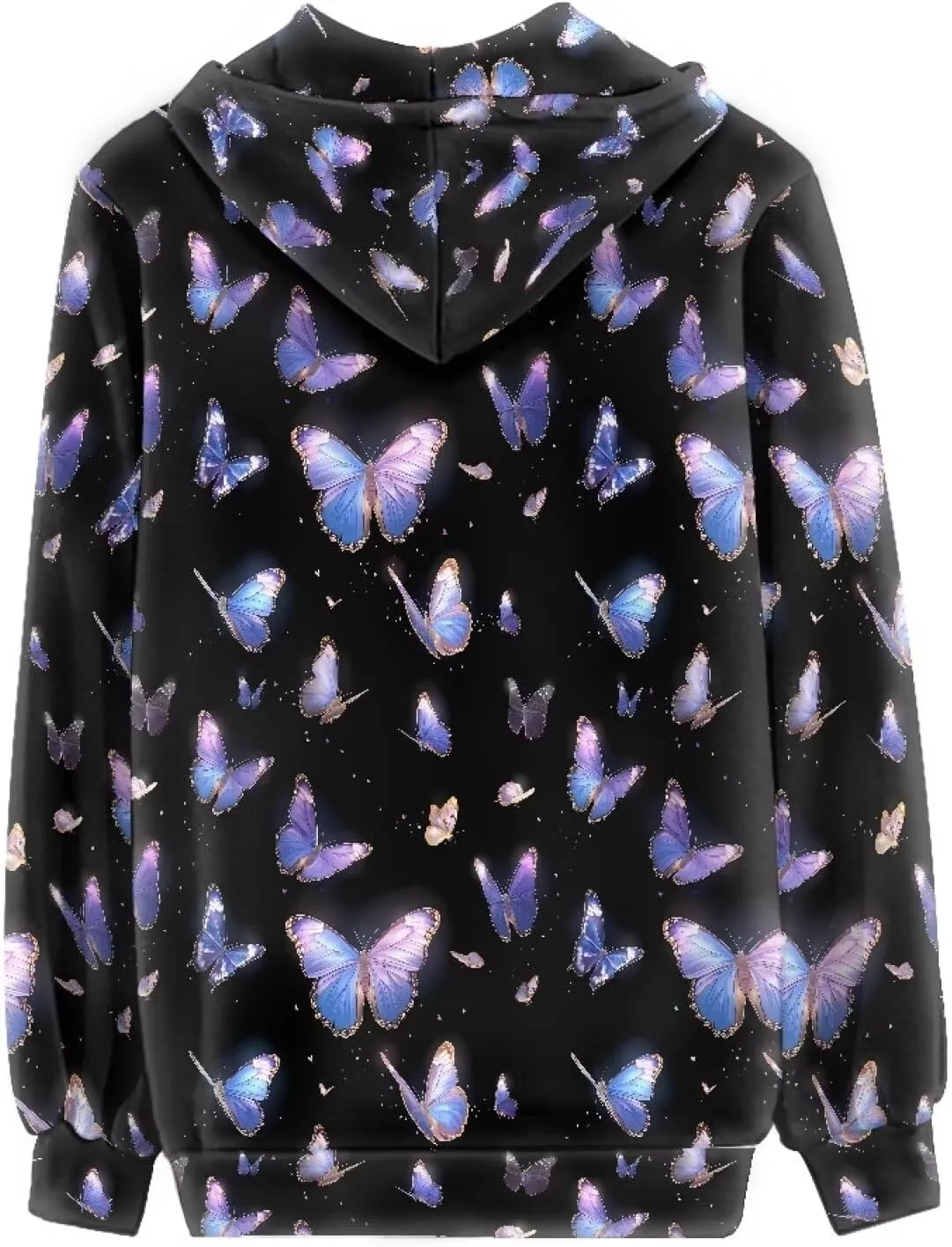 Irisjudy Retro Camellia Zip Long Sleeve Hoodies with Pocket Neon Lines Oversized Hooded Turquoise Spiral Casual Sweatshirts