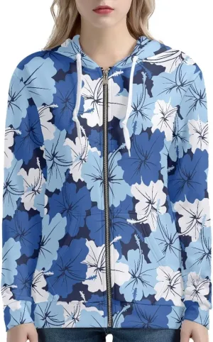 Irisjudy Retro Camellia Zip Long Sleeve Hoodies with Pocket Neon Lines Oversized Hooded Turquoise Spiral Casual Sweatshirts