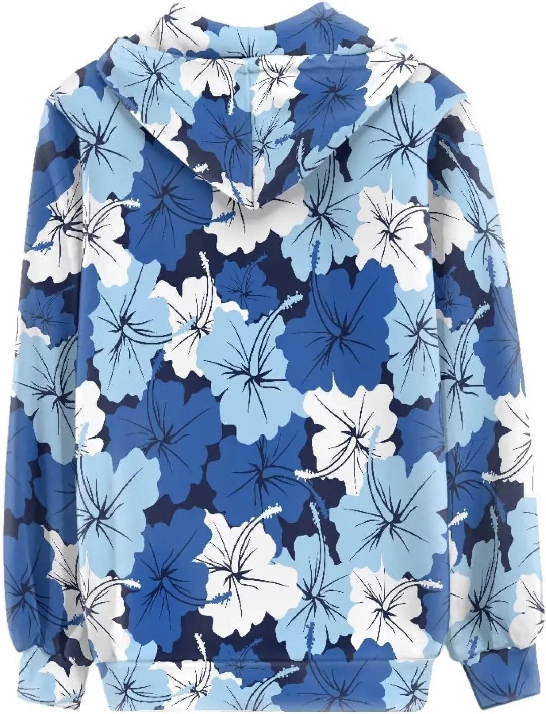 Irisjudy Retro Camellia Zip Long Sleeve Hoodies with Pocket Neon Lines Oversized Hooded Turquoise Spiral Casual Sweatshirts