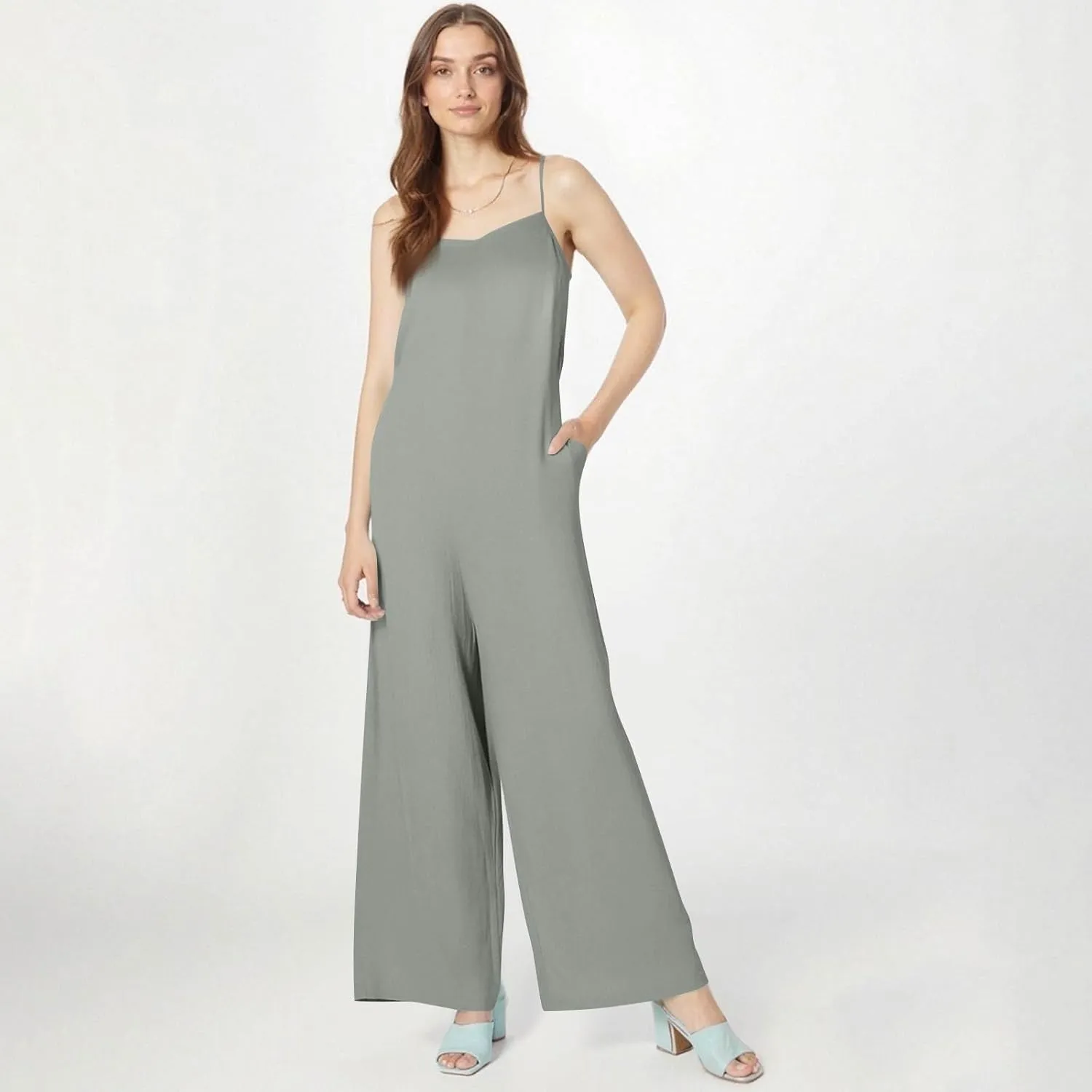 Jumpsuits for Women 2025 Casual Summer Overalls Sleeveless Strap Wide Leg Romper Trendy Beach Vacation Jumpers