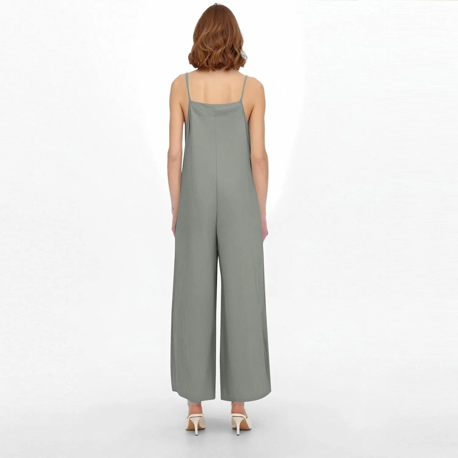 Jumpsuits for Women 2025 Casual Summer Overalls Sleeveless Strap Wide Leg Romper Trendy Beach Vacation Jumpers