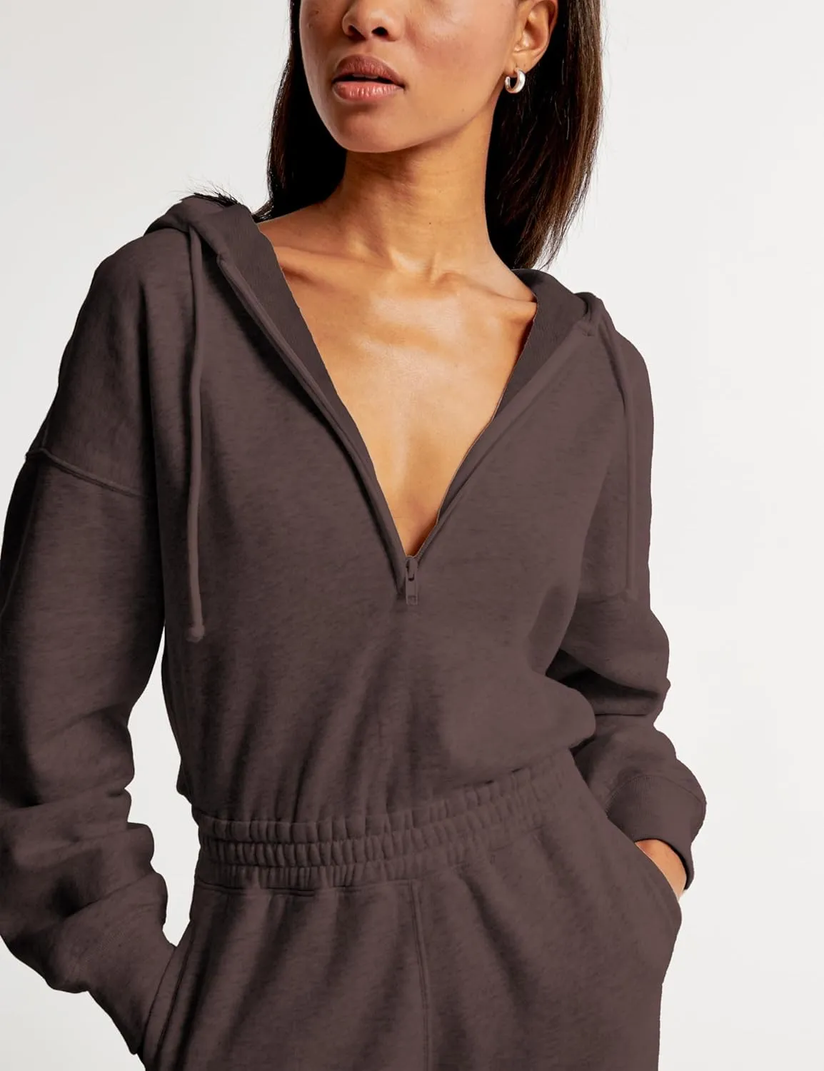 Jumpsuits for Women Casual Hoodie Long Sleeve Zip Up Sweatshirts Loose Jogger Sweatpants One Piece Romper Outfit
