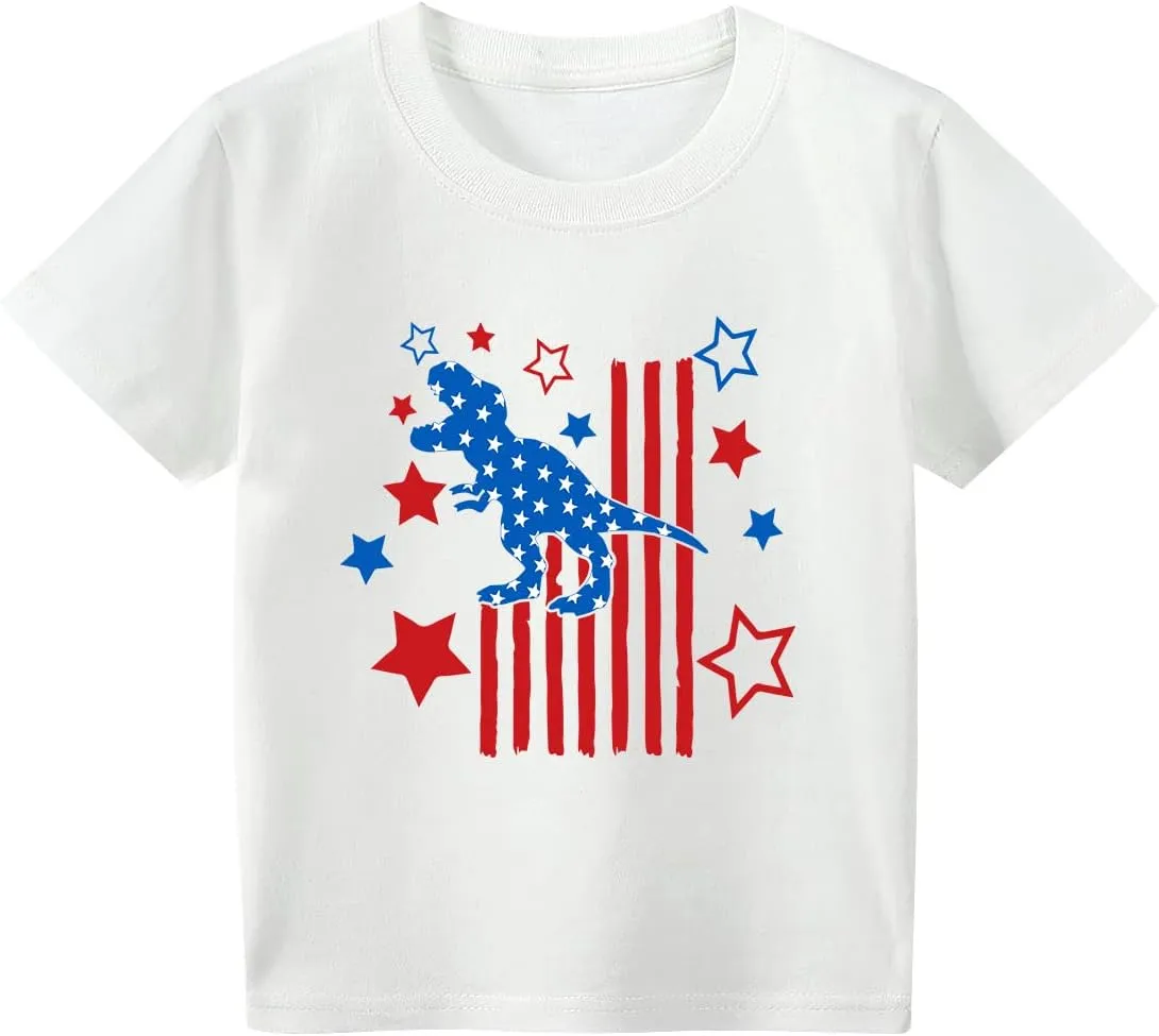 Kid 4th of July T-Shirts Boys Girls American Flag Shirt Patriotic Top Short Sleeve Tees 4-12 Years
