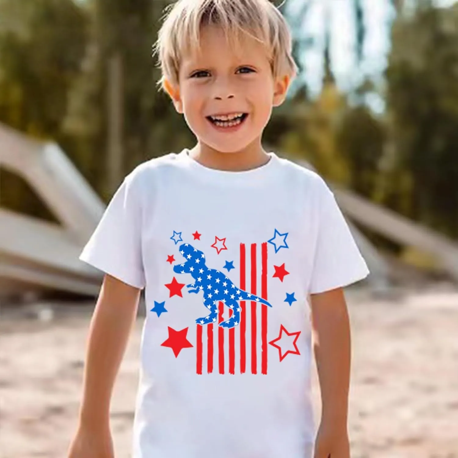 Kid 4th of July T-Shirts Boys Girls American Flag Shirt Patriotic Top Short Sleeve Tees 4-12 Years