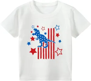 Kid 4th of July T-Shirts Boys Girls American Flag Shirt Patriotic Top Short Sleeve Tees 4-12 Years