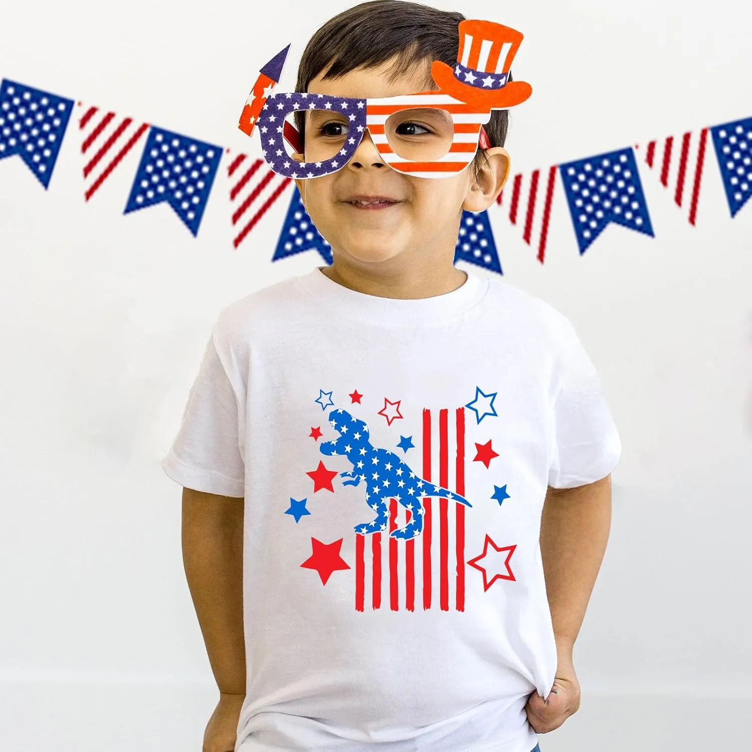 Kid 4th of July T-Shirts Boys Girls American Flag Shirt Patriotic Top Short Sleeve Tees 4-12 Years