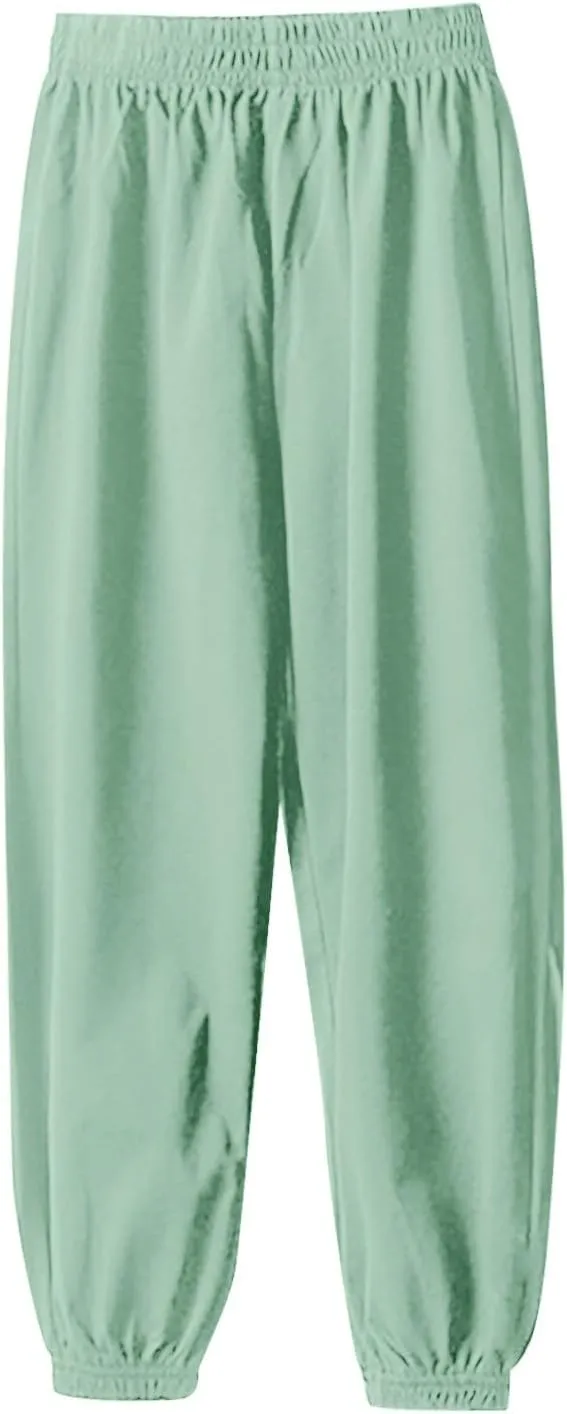Kids Lightweight Sweatpants Elastic Cotton Sport Jogger Pants for Boys Girls Casual Solid Plain Soft Athletic Pants