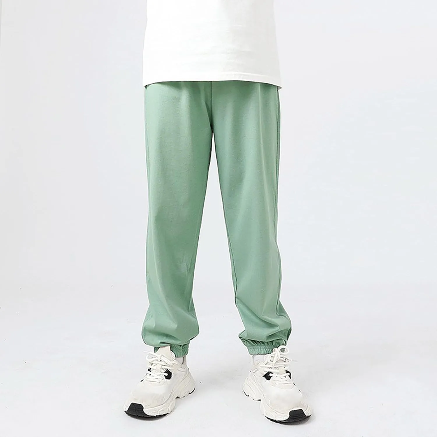 Kids Lightweight Sweatpants Elastic Cotton Sport Jogger Pants for Boys Girls Casual Solid Plain Soft Athletic Pants