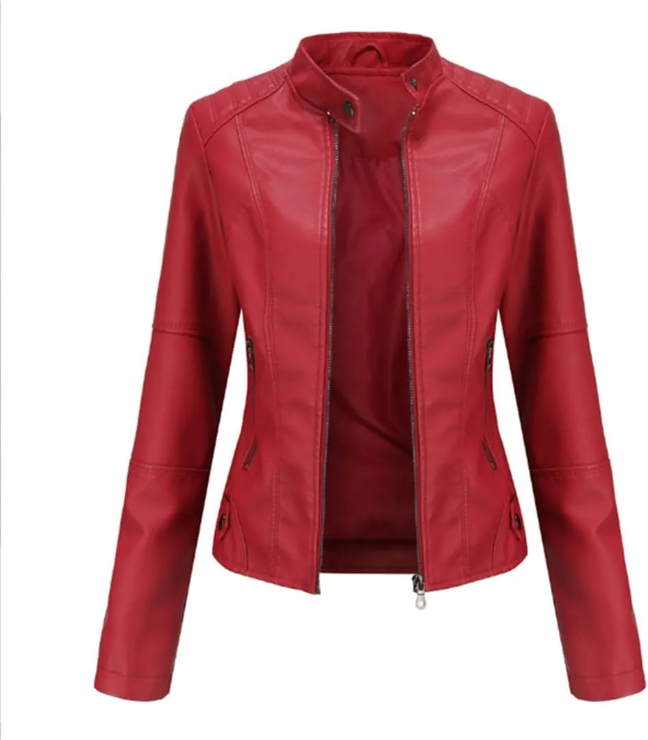 Leather Jacket Women Autumn Spring Women's Moto Biker Zipper Jacket Black Coat Ladies Outerwear