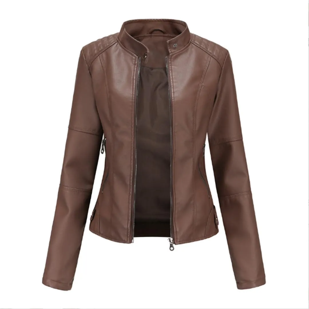 Leather Jacket Women Autumn Spring Women's Moto Biker Zipper Jacket Black Coat Ladies Outerwear