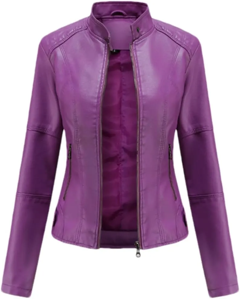 Leather Jacket Women Autumn Spring Women's Moto Biker Zipper Jacket Black Coat Ladies Outerwear
