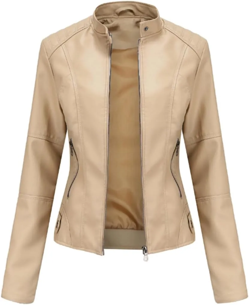 Leather Jacket Women Autumn Spring Women's Moto Biker Zipper Jacket Black Coat Ladies Outerwear