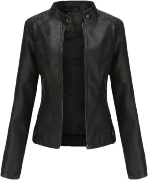 Leather Jacket Women Autumn Spring Women's Moto Biker Zipper Jacket Black Coat Ladies Outerwear