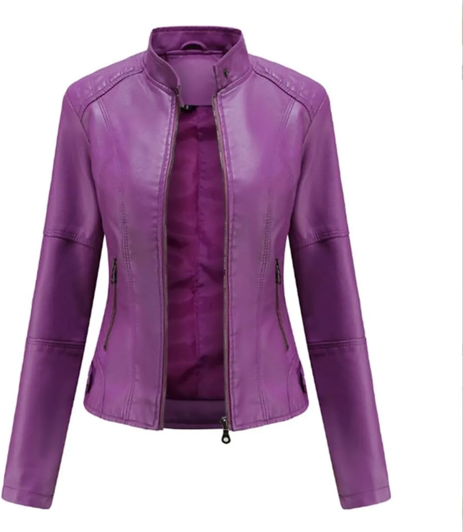 Leather Jacket Women Autumn Spring Women's Moto Biker Zipper Jacket Black Coat Ladies Outerwear