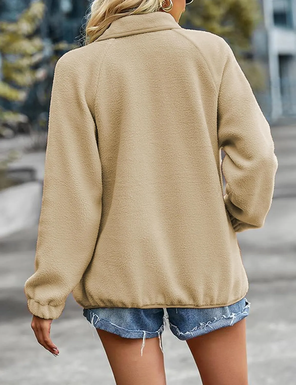Lightweight Cropped Fuzzy Fleece Jacket for Women Winter Warm Sherpa Jackets Coat Outerwear with Pockets