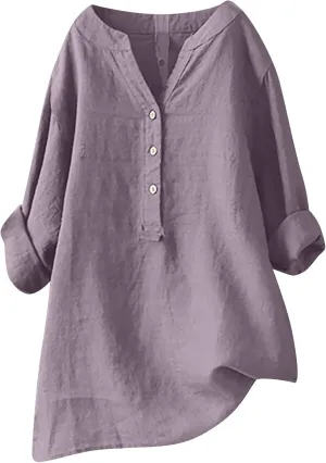 Linen Shirts for Women Plus Size 3/4 Length Sleeve Tops Casual Loose Fit Round Neck Tees 2025 Summer Fashion Blouse