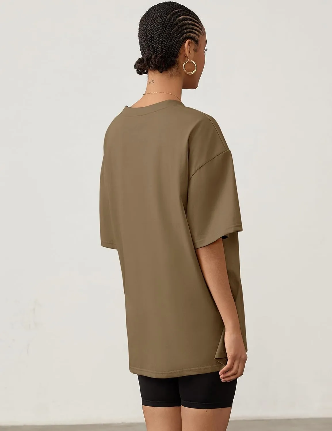 LOMON Oversized T Shirts for Women Short Sleeve Crewneck Summer Tops Loose Casual Mama Shirts Basic Tee