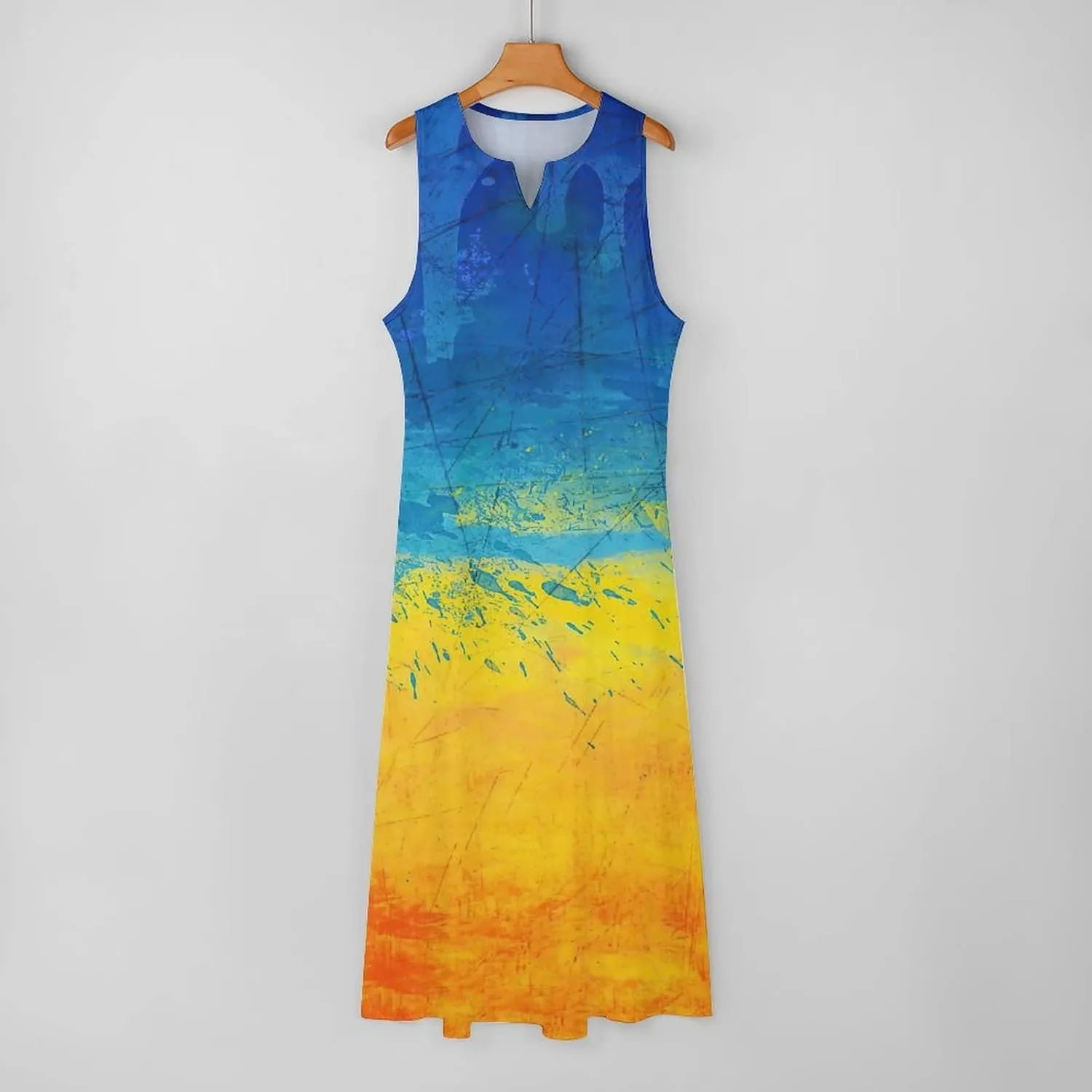 Long Dress Skirts for Womens Summer Top Ukraine Flag Casual V Neck Shift Dress 4XL