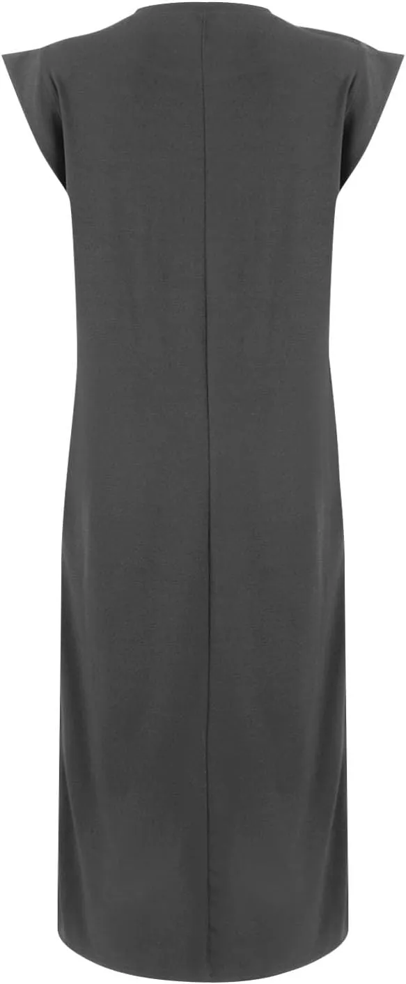 Long Maxi Dresses for Women Summer Casual Dress Crewneck Sleeveless Sundress Loose Fit Split Beach Dress with Pocket