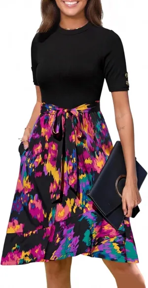 Maxi Dresses for Women 2025 Summer Casual Short Sleeve Floral Midi Dress Elegant Ruffle Tiered Flowy Boho Maxi Dress