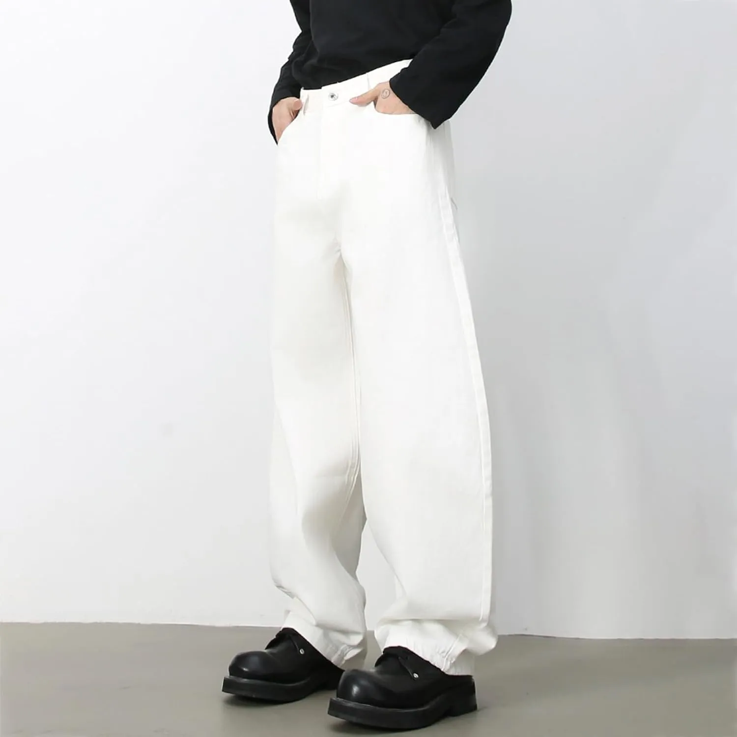 Men's Baggy Wide Leg Barrel Jeans Vintage Plain Washed Relaxed Fit Denim Pants Causal Trendy Cutlass Streetwear