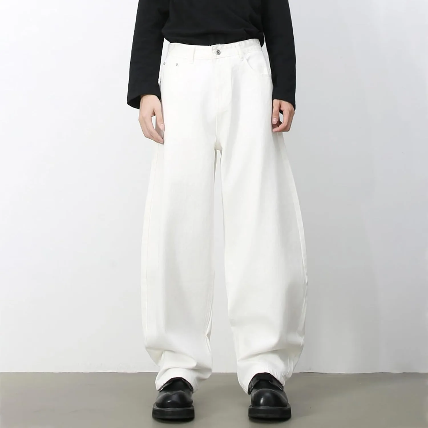 Men's Baggy Wide Leg Barrel Jeans Vintage Plain Washed Relaxed Fit Denim Pants Causal Trendy Cutlass Streetwear