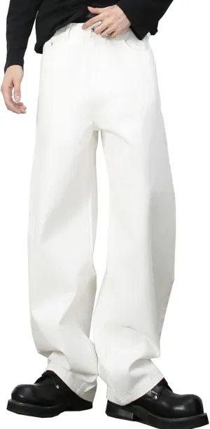 Men's Baggy Wide Leg Barrel Jeans Vintage Plain Washed Relaxed Fit Denim Pants Causal Trendy Cutlass Streetwear