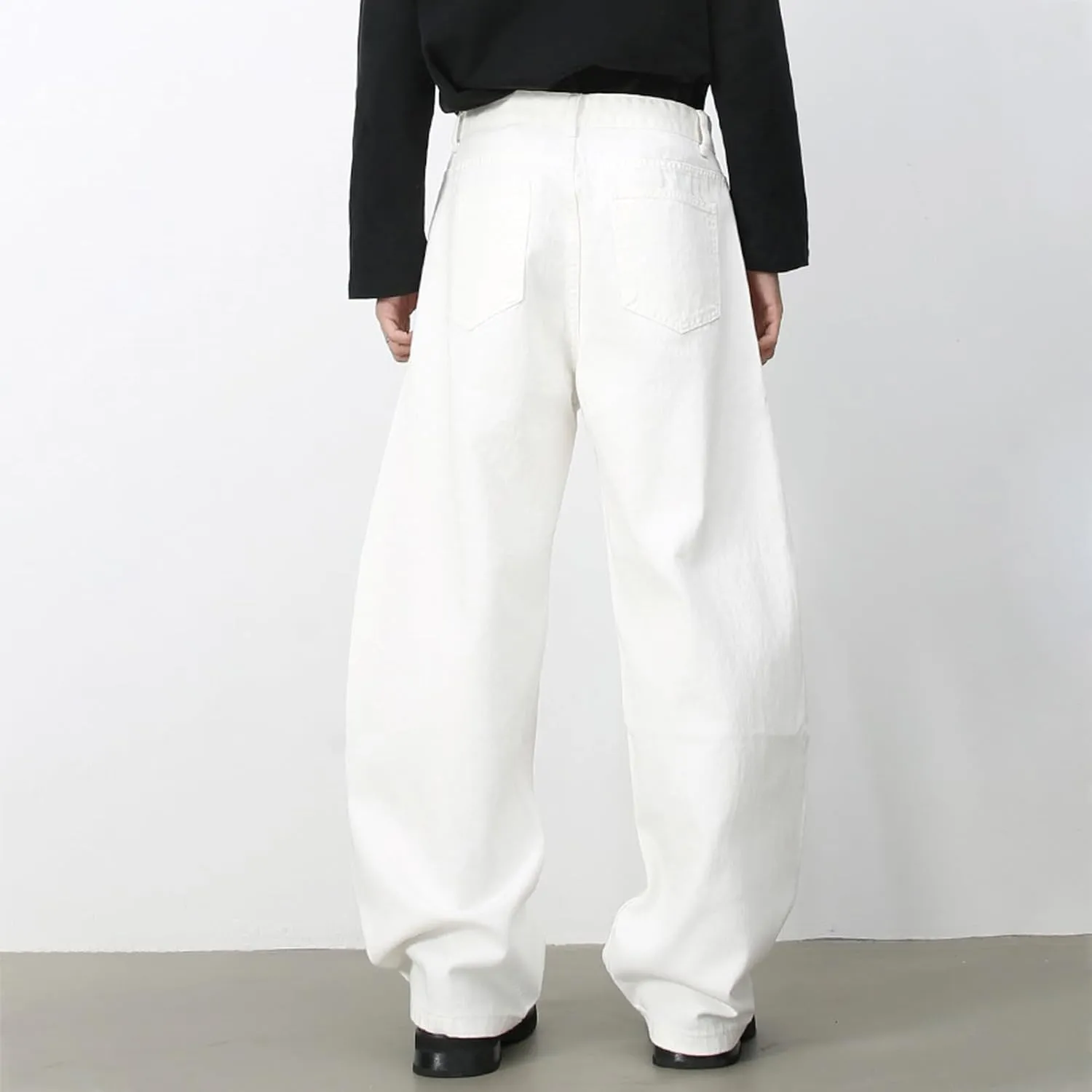Men's Baggy Wide Leg Barrel Jeans Vintage Plain Washed Relaxed Fit Denim Pants Causal Trendy Cutlass Streetwear